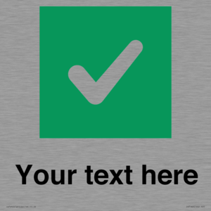 Custom plain background, green square with tick sign